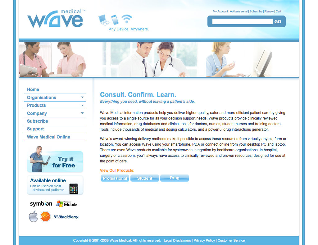 Image of Wave Medical Home page design.